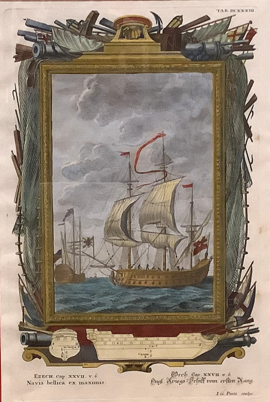 Antique Tall Ship Engraving
