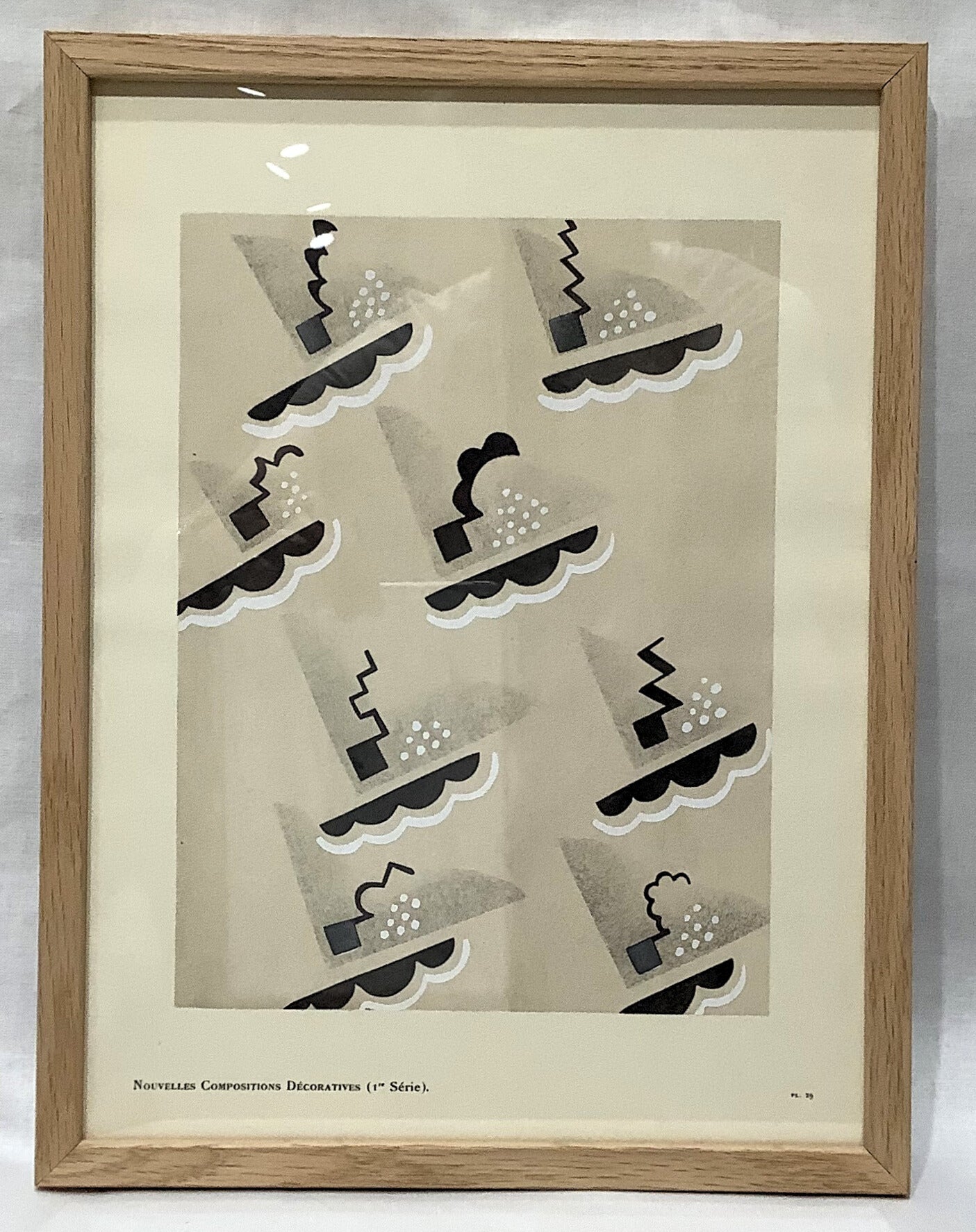Antique Framed Pochoir by Serge Gladsky