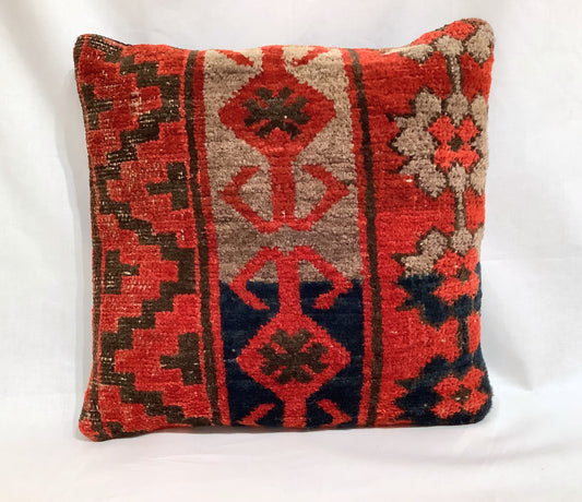 16" Vintage Carpet Remnant Pillow