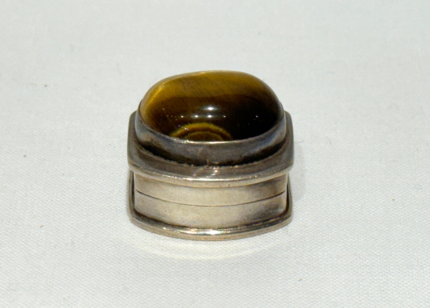 Sterling Silver Pill Box with Tiger Eye