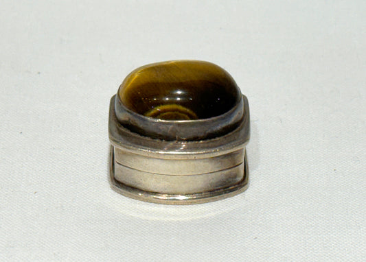 Sterling Silver Pill Box with Tiger Eye