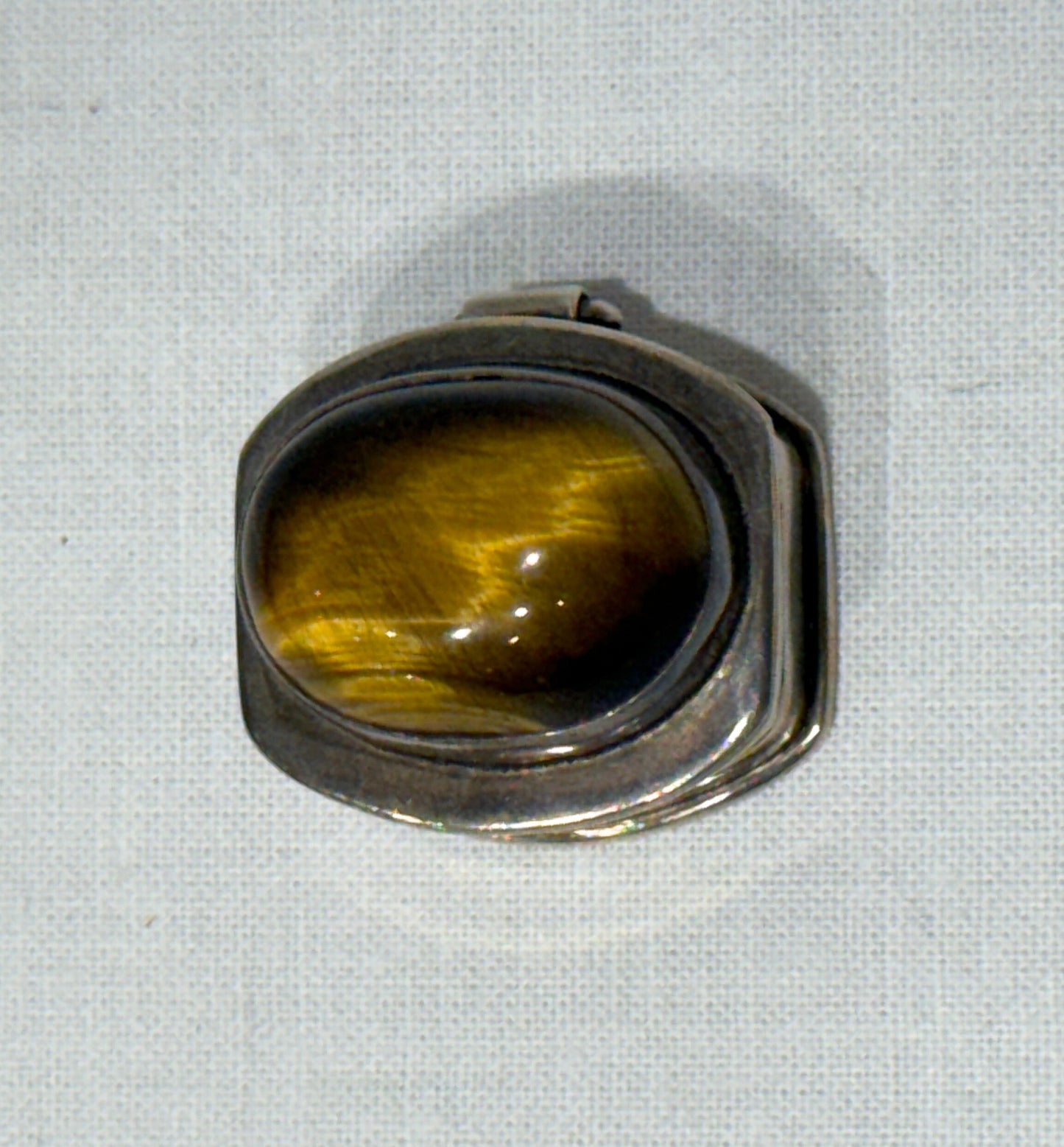 Sterling Silver Pill Box with Tiger Eye