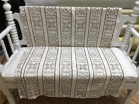 Mud Cloth from Mali, White/Blk