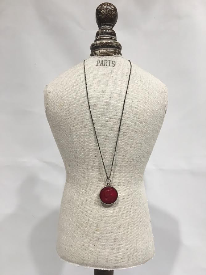 Venetian Murano Glass Cameo & Silver Necklace