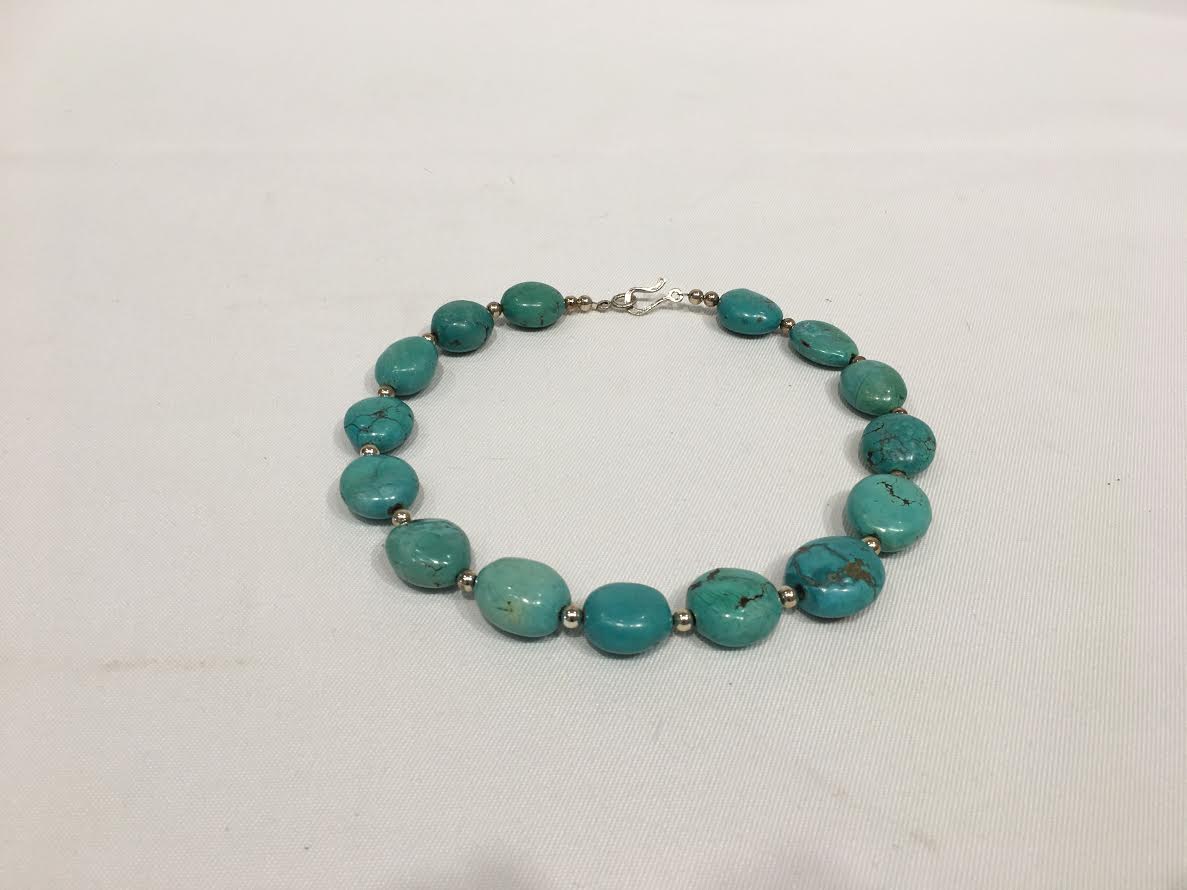 Turquoise Bead & Silver Necklace
