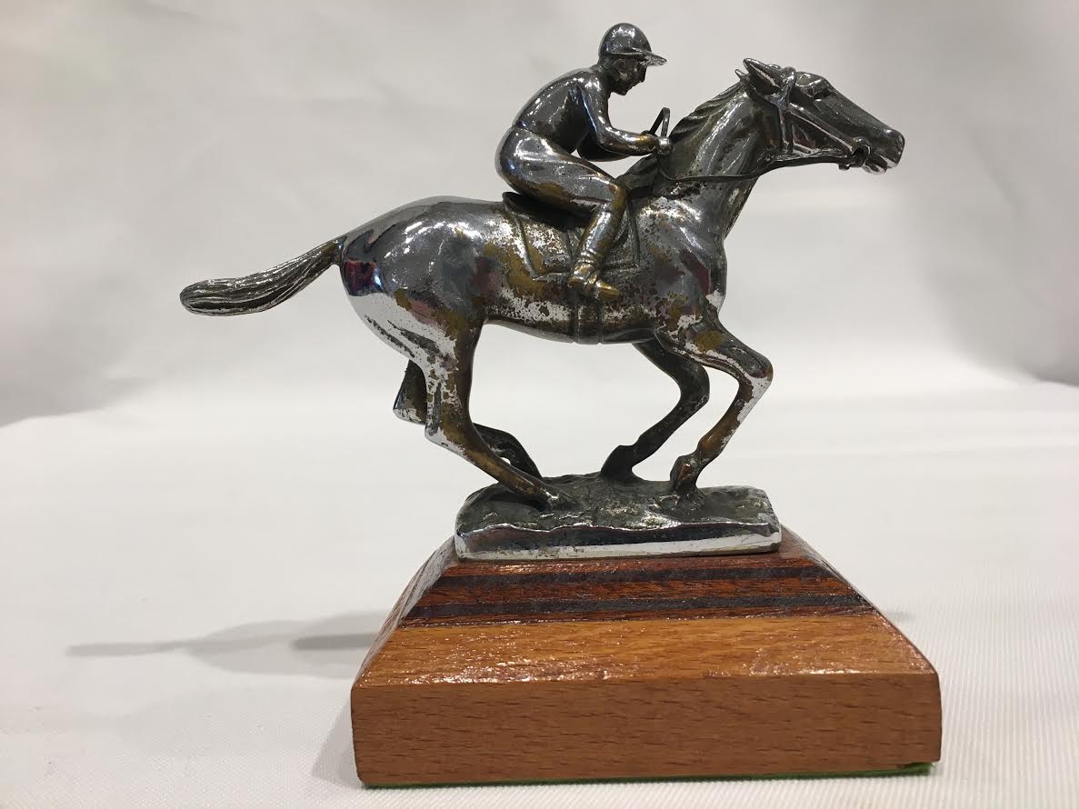 Vintage Racehorse & Jockey Car Mascot
