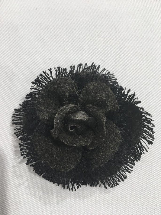 Vintage CHANEL Tweed Camelia Brooch