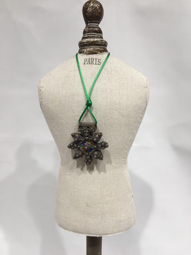 Tuareg Silver & Enamel Pendant