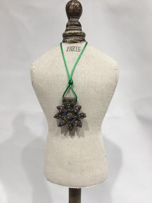 Tuareg Silver & Enamel Pendant