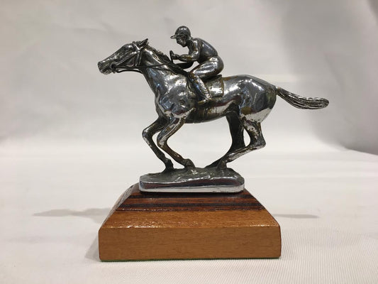 Vintage Racehorse & Jockey Car Mascot