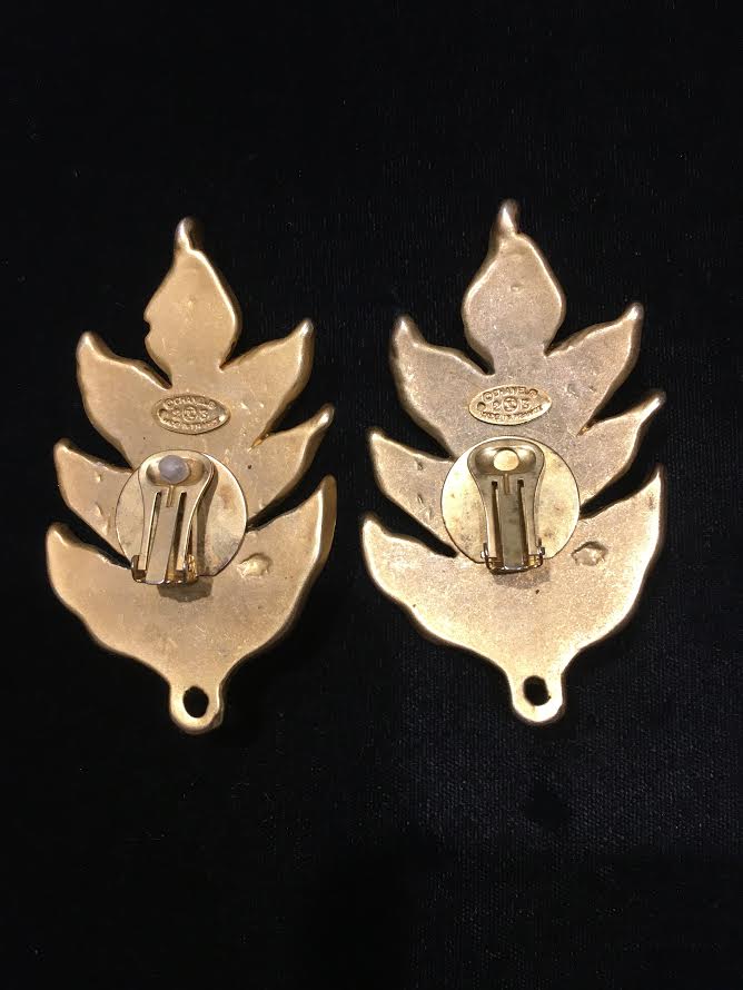 Vintage CHANEL Leaf Earrings