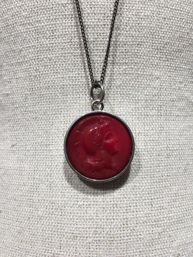 Venetian Murano Glass Cameo & Silver Necklace