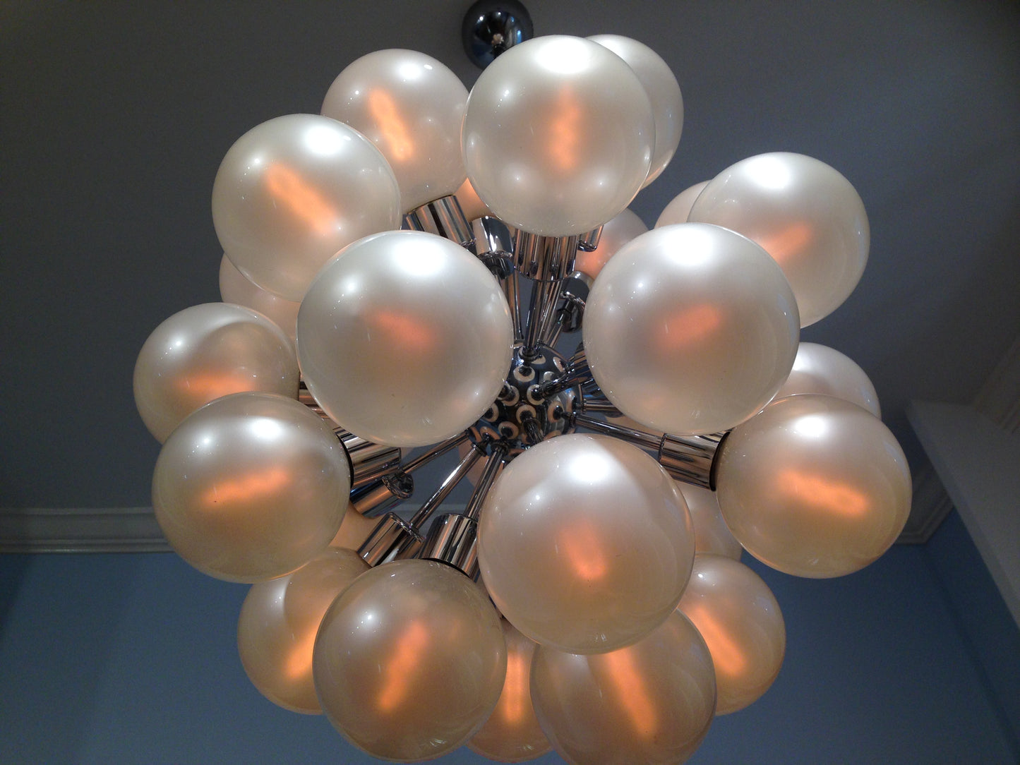 Vintage Sputnik Chandelier with Pearlized Globes