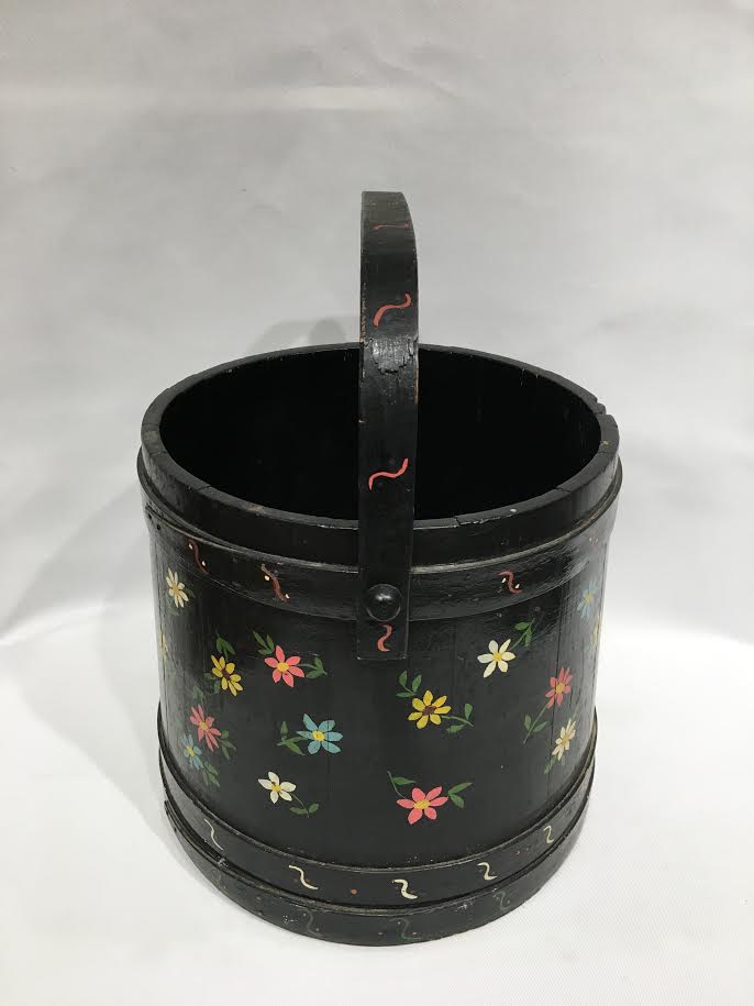 Painted Folk Art Wooden Bucket