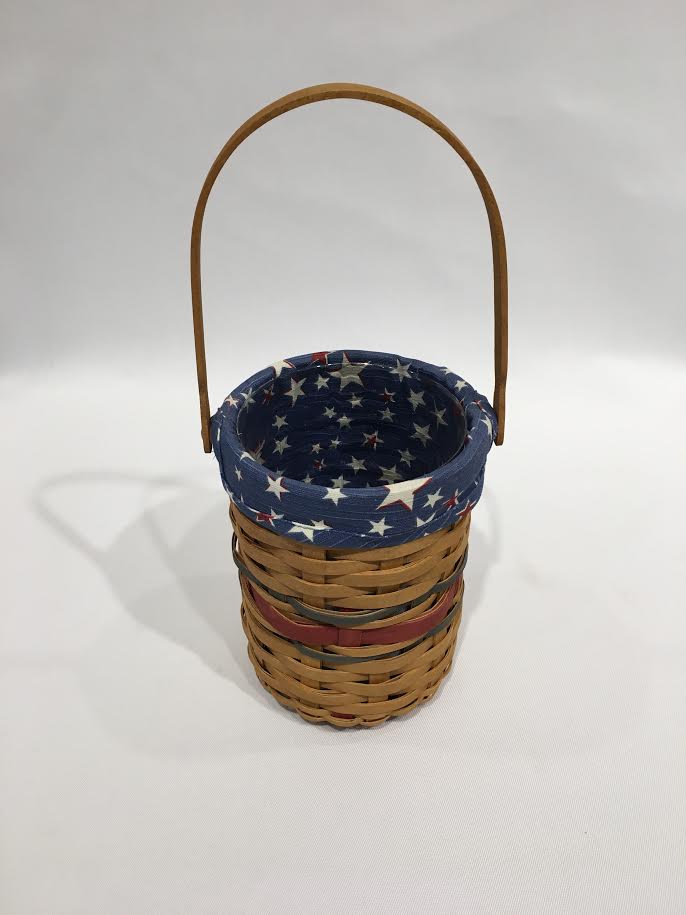 Vintage Longaberger Wicker Wine Bucket with original fabric & liner