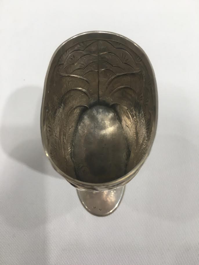 Antique Sterling Silver Fish Head Stirrup-Cup with Glass Eyes