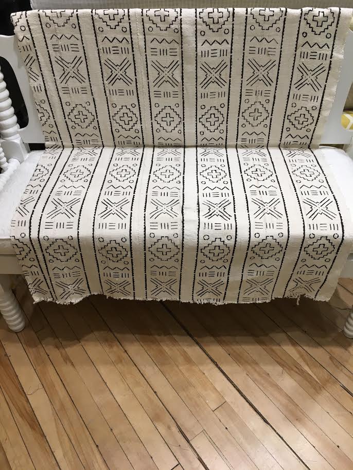 Mud Cloth from Mali, White/Blk