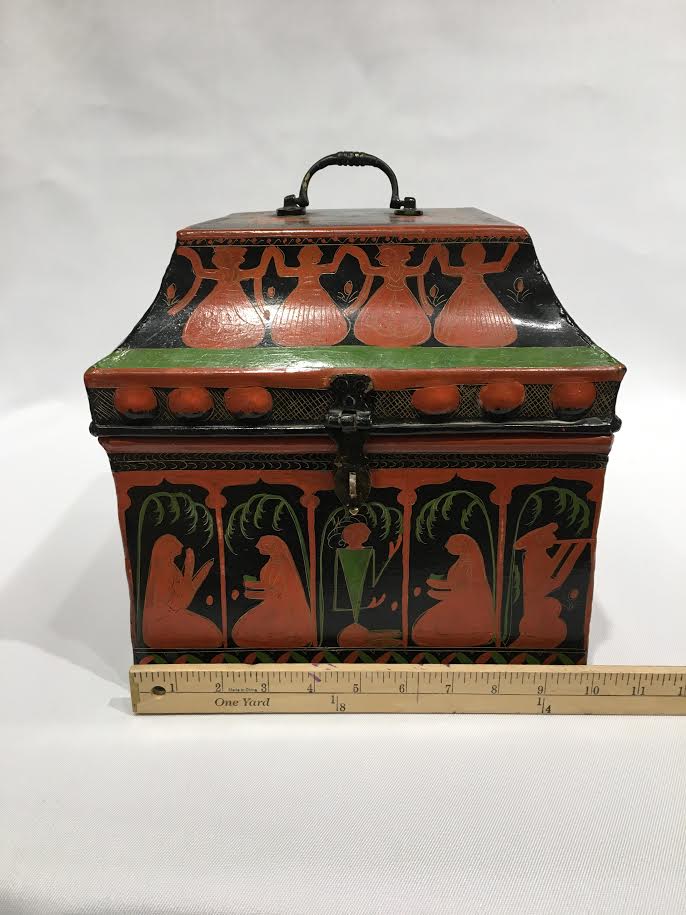 Antique Hand Painted Tin Box