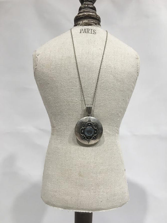Antique Silver & Aquamarine Necklace