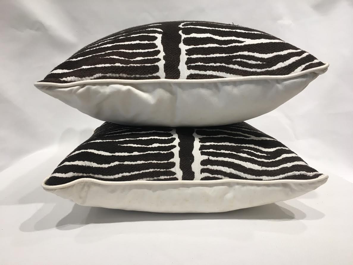 19" Pillows in Le Manach Zebra Brocade Fabric