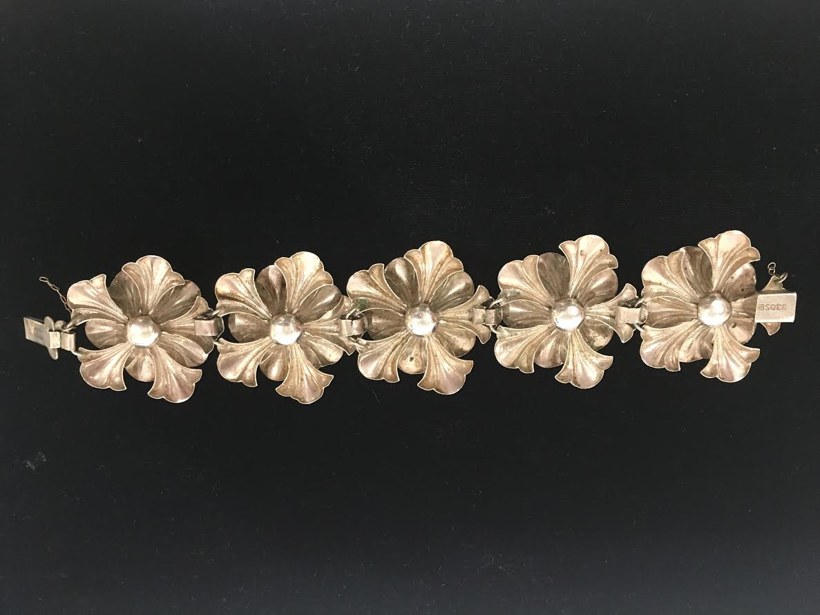 Antique Sterling Silver Poppy Bracelet