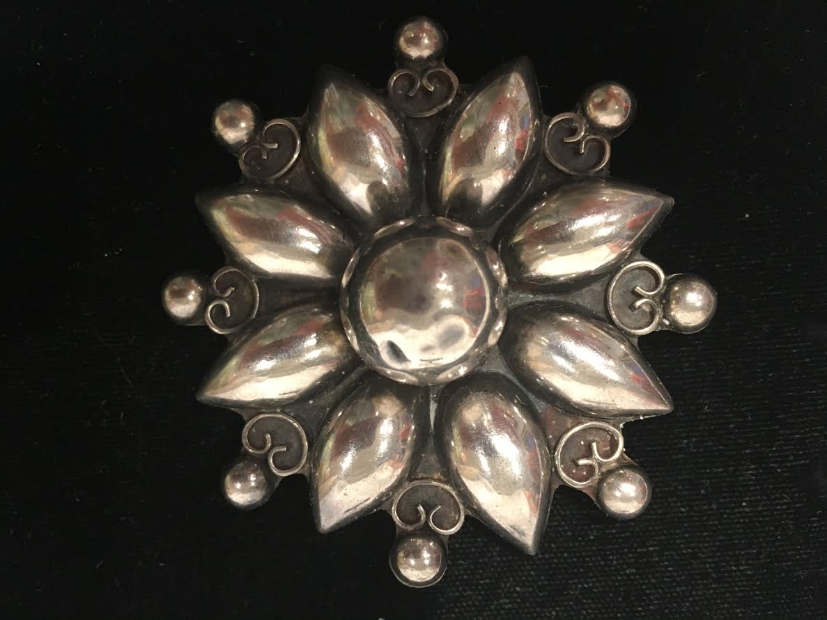 Vintage Mexican Silver Brooch