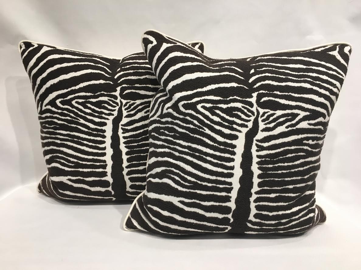19" Pillows in Le Manach Zebra Brocade Fabric