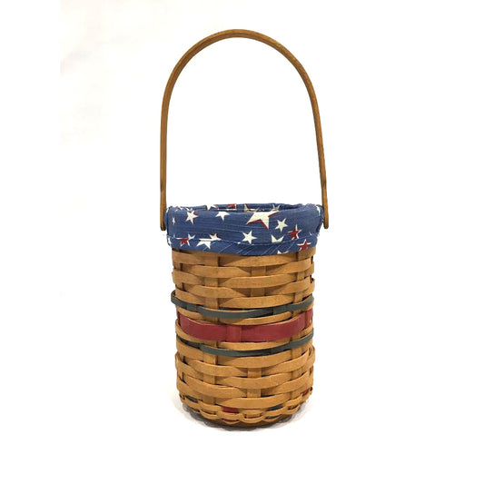 Vintage Longaberger Wicker Wine Bucket with original fabric & liner
