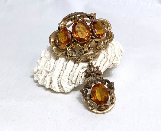 Victorian Brooch with Citrines
