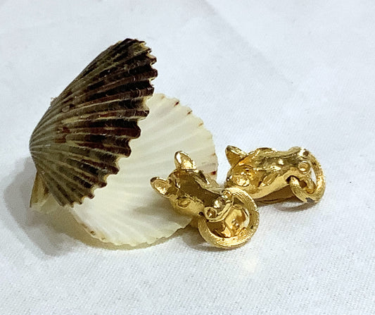 Gold Horse Head Clip Earrings