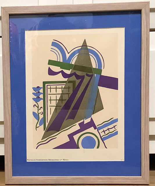 Antique Framed Pochoir by Serge Gladsky