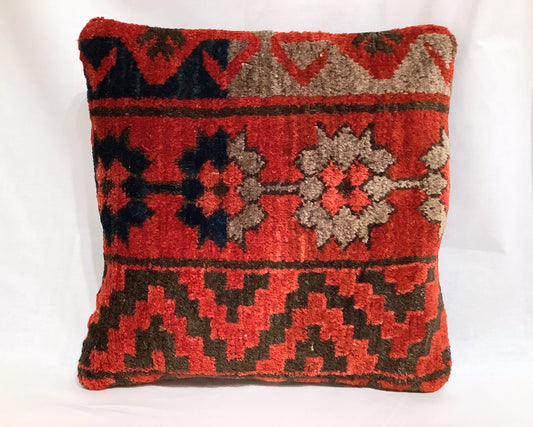 16" Vintage Carpet Remnant Pillow