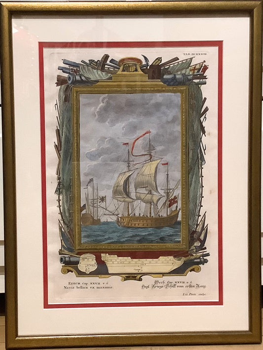 Antique Tall Ship Engraving