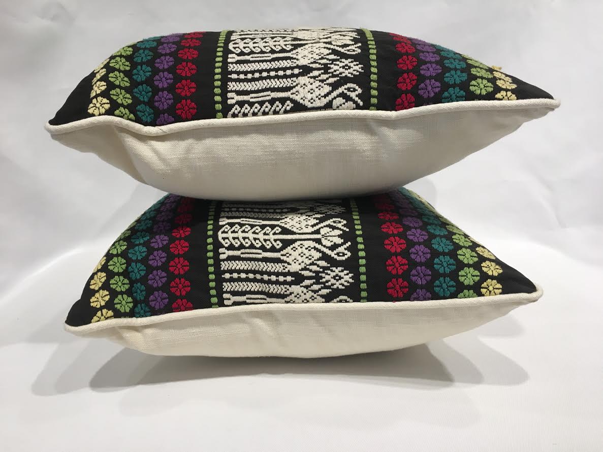 17" Pillows Made with Antique Peruvian Skirt Fabric