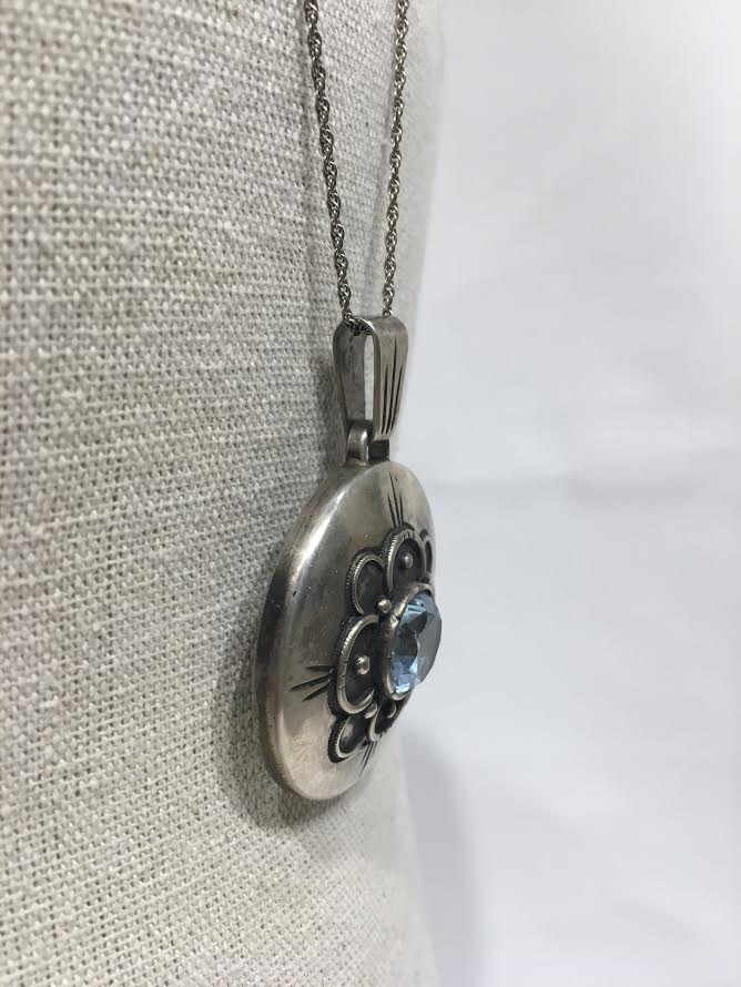 Antique Silver & Aquamarine Necklace