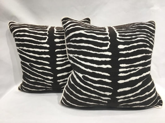 19" Pillows in Le Manach Zebra Brocade Fabric