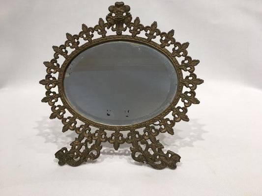 Antique Cast Iron Frame w/Beveled Mirror