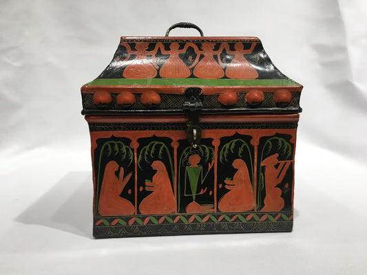 Antique Hand Painted Tin Box