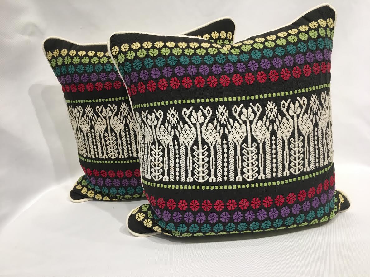 17" Pillows Made with Antique Peruvian Skirt Fabric