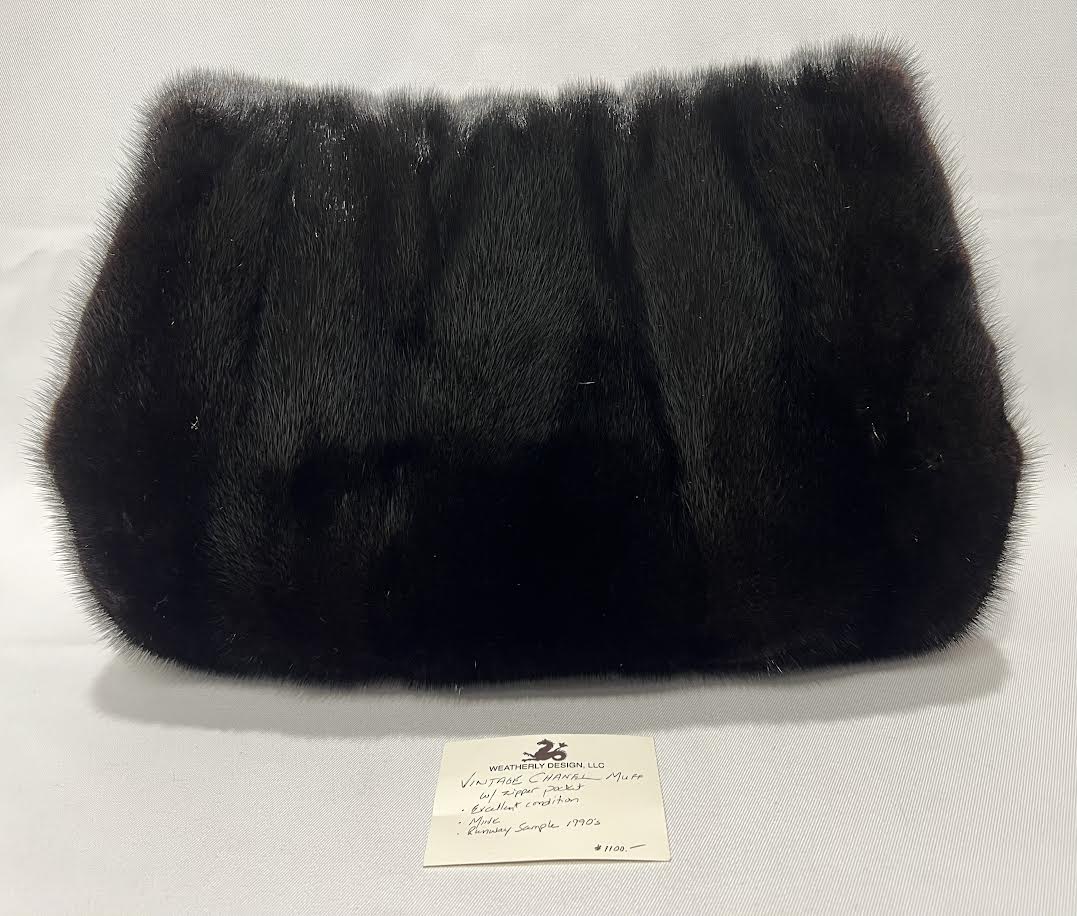 Chanel Rare Vintage Rabbit Lapin Fur Muff Bag Hand Warmer