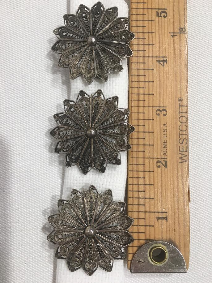 A set of 3 Antique Silver Filagree Brooches