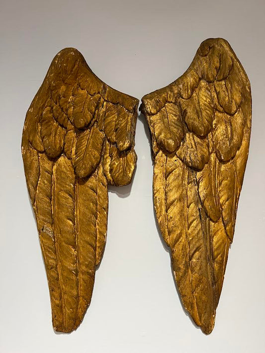 Antique Carved Wooden Wings