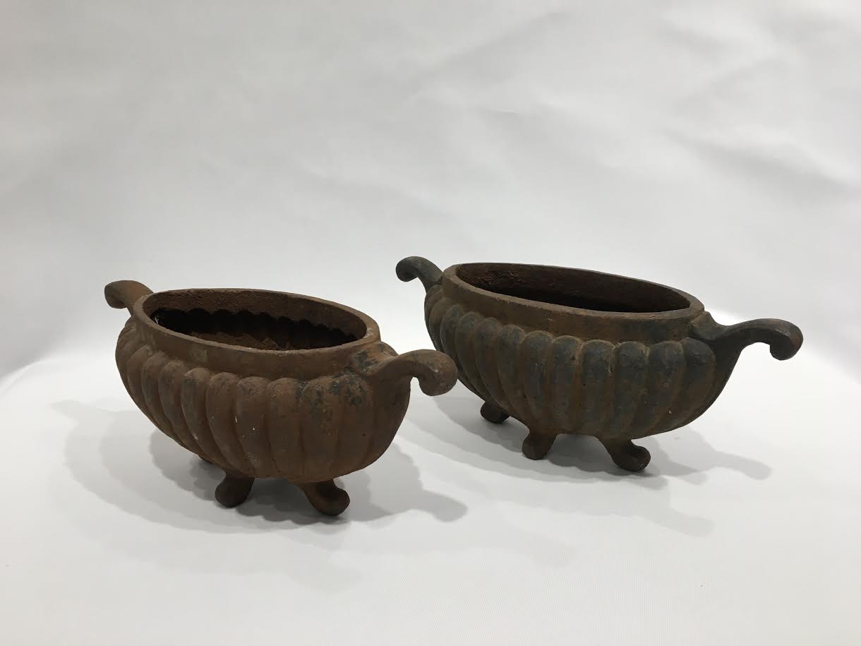 Pair of Antique Cast Iron Urns