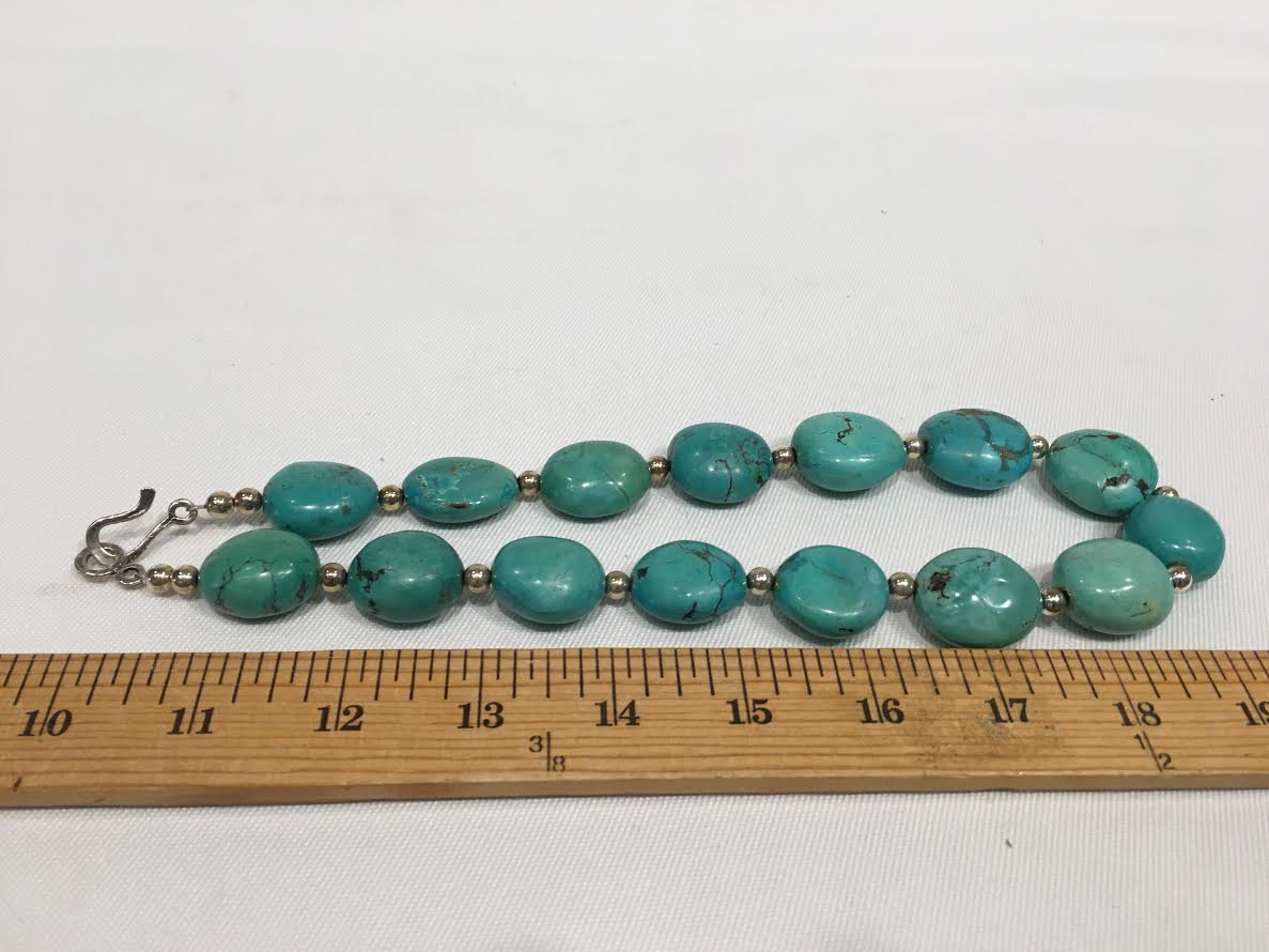 Turquoise Bead & Silver Necklace