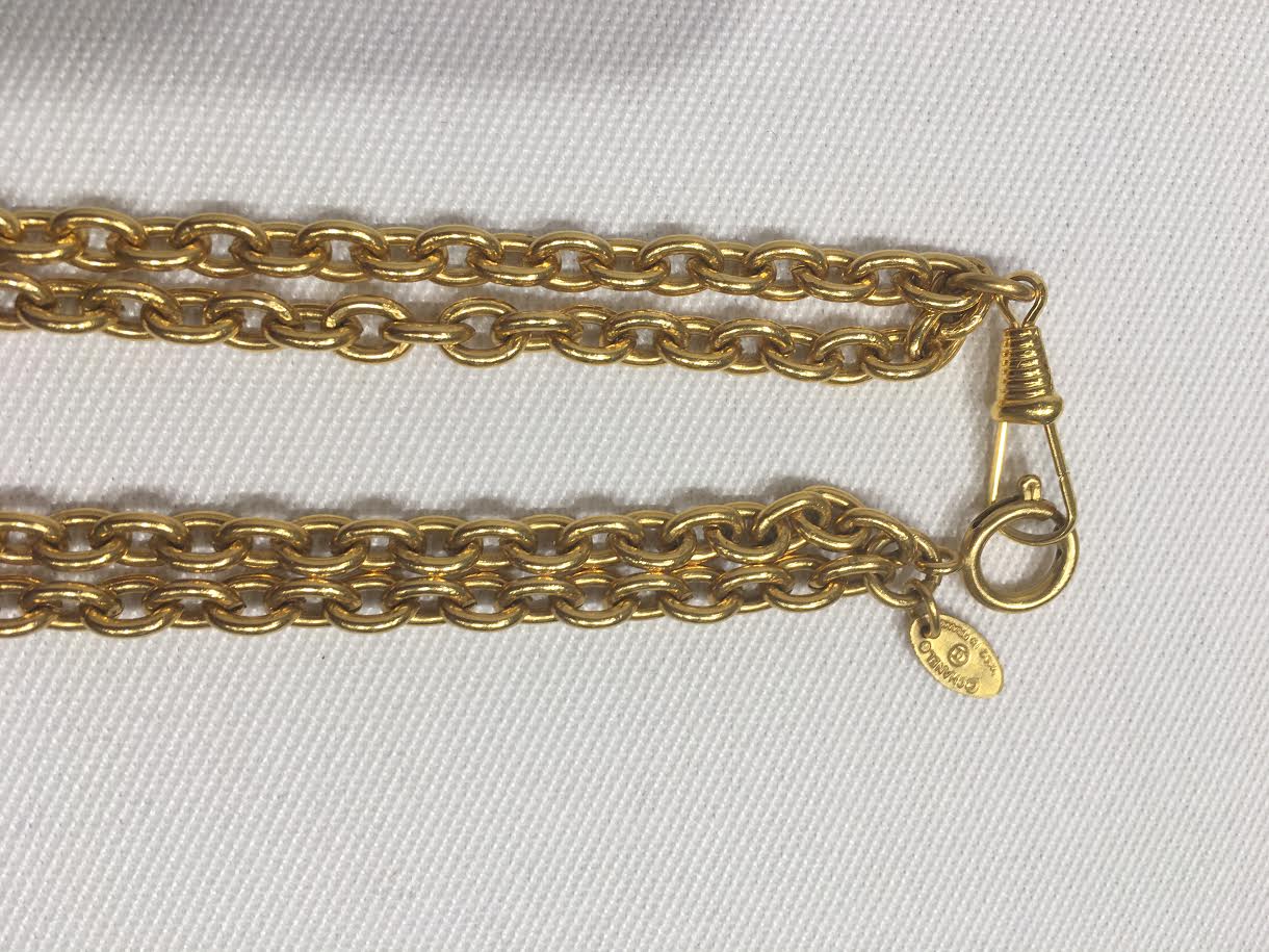 Vintage CHANEL gold double strand necklace